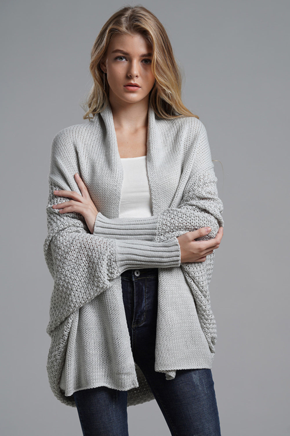 Open Front Batwing Sleeve Cardigan-Angel Casuals