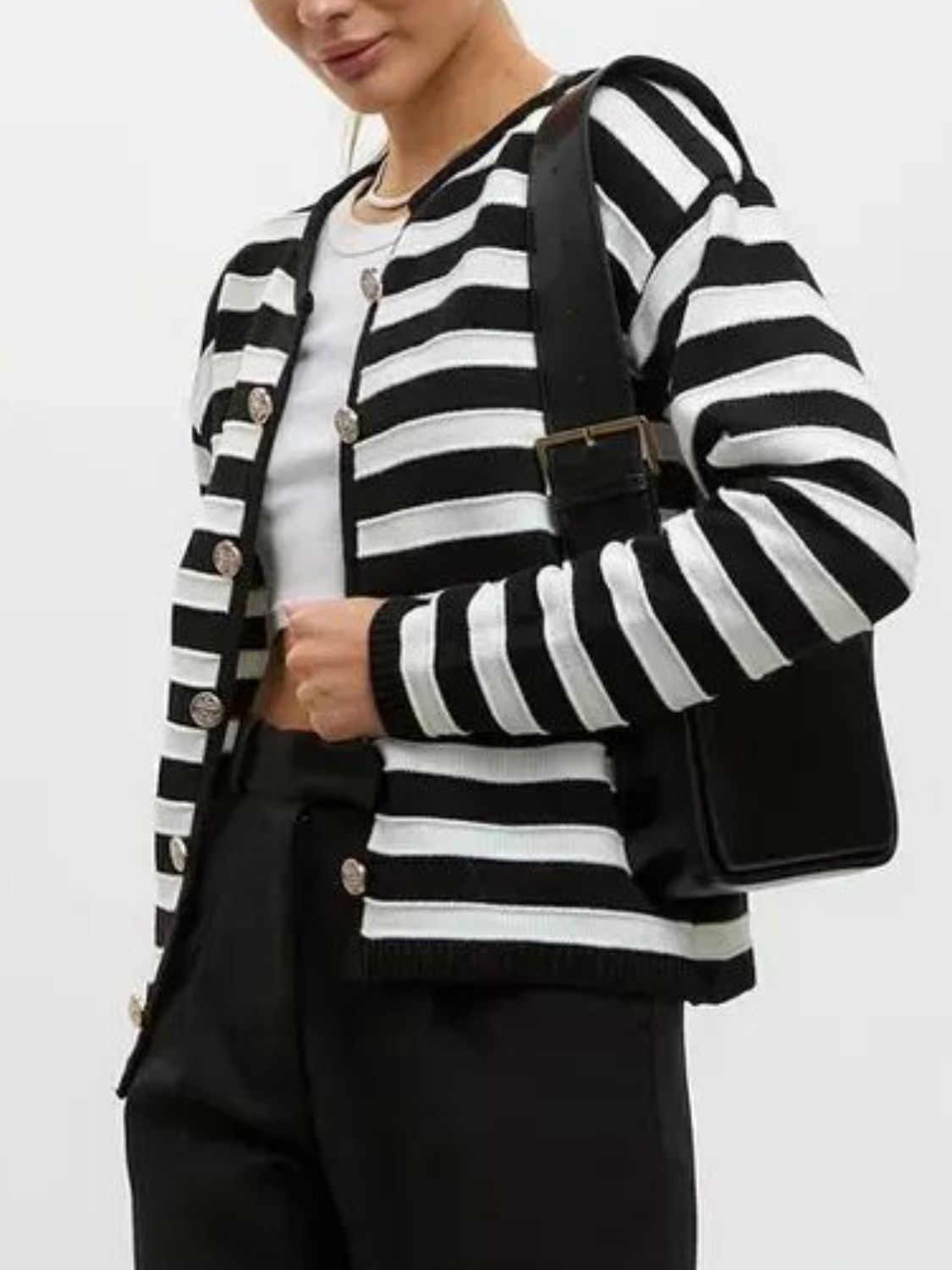 Striped Dropped Shoulder Long Sleeve Cardigan-Angel Casuals