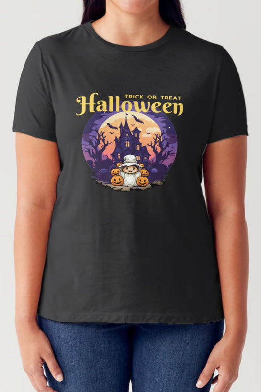 Simply Love Full Size TRICK OR TREAT Short Sleeve Tubular T-Shirt-Angel Casuals