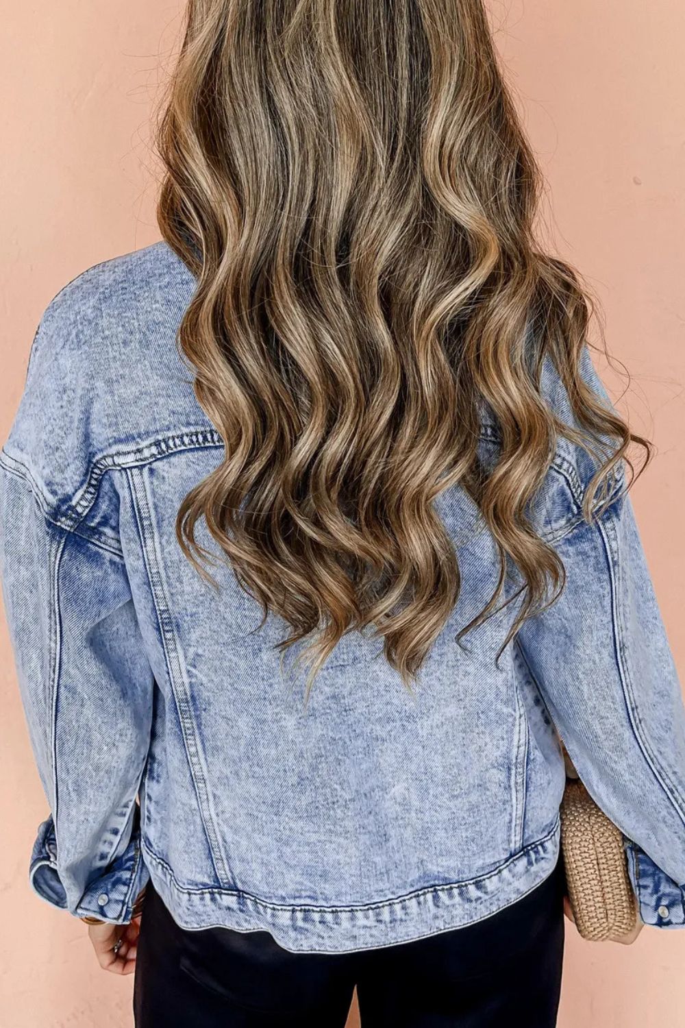 Pocketed Button Up Dropped Shoulder Denim Jacket-Angel Casuals