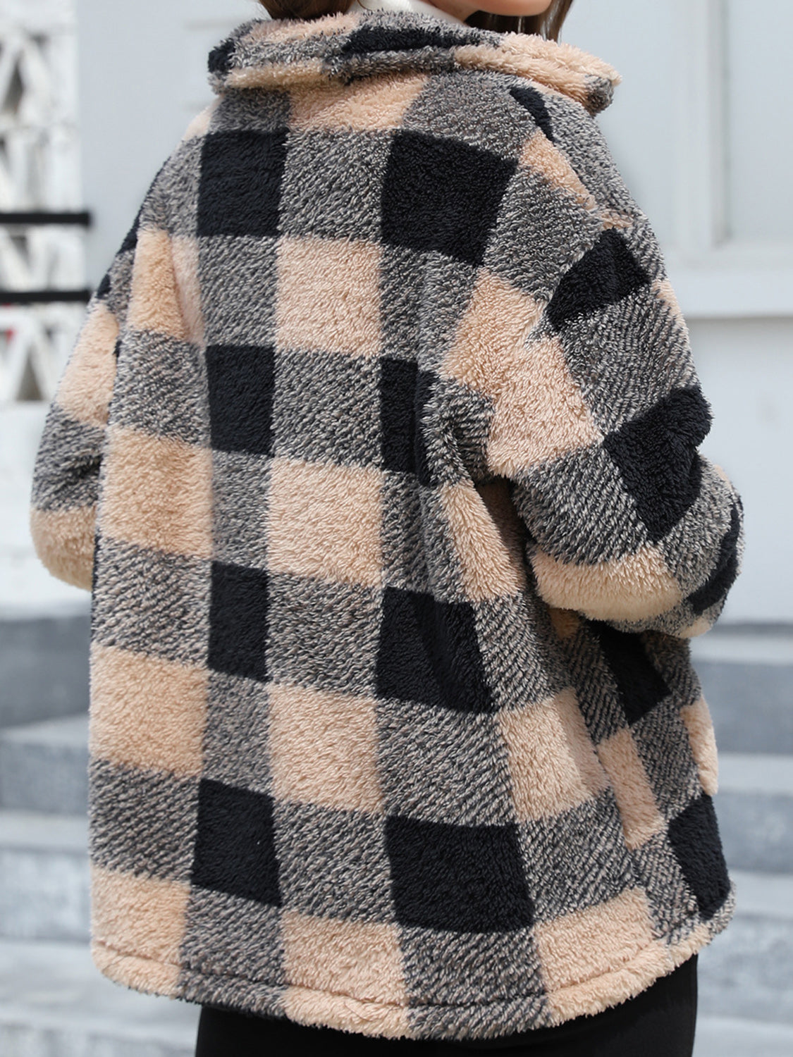 Button Up Drop Shoulder Fuzzy Jacket-Angel Casuals