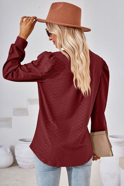 Notched Long Sleeve T-Shirt-Angel Casuals