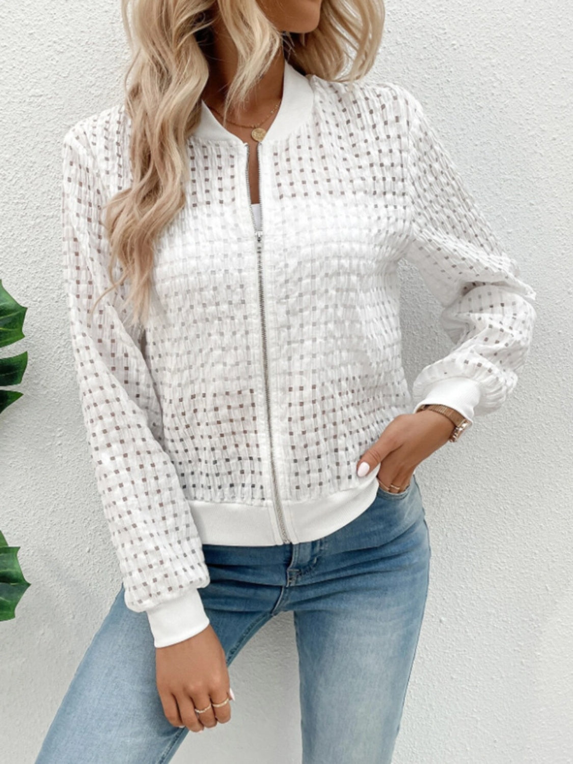 Zip Up Long Sleeve Jacket-Angel Casuals