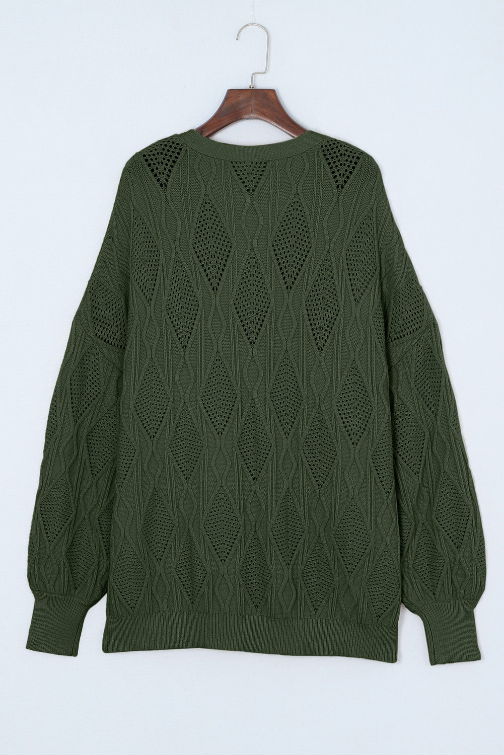 Plus Size Cable-Knit Button Up Sweater-Angel Casuals