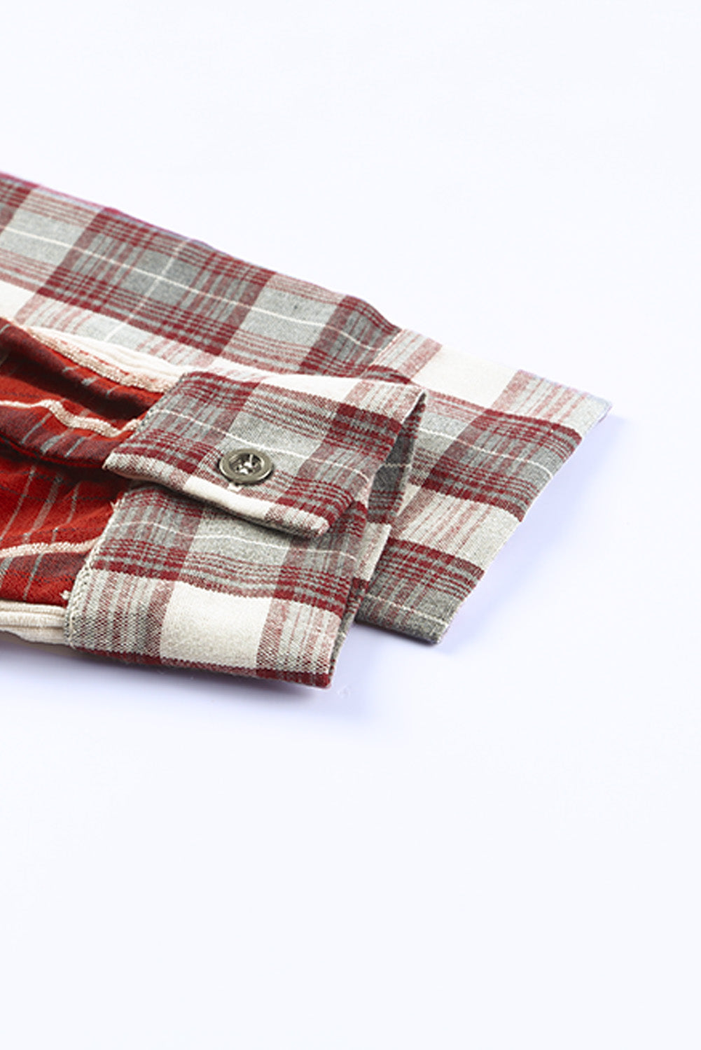 Plaid Patchwork Collared Neck Shacket-Angel Casuals