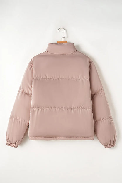 Turtleneck Zip Up Long Sleeve Winter Coat-Angel Casuals