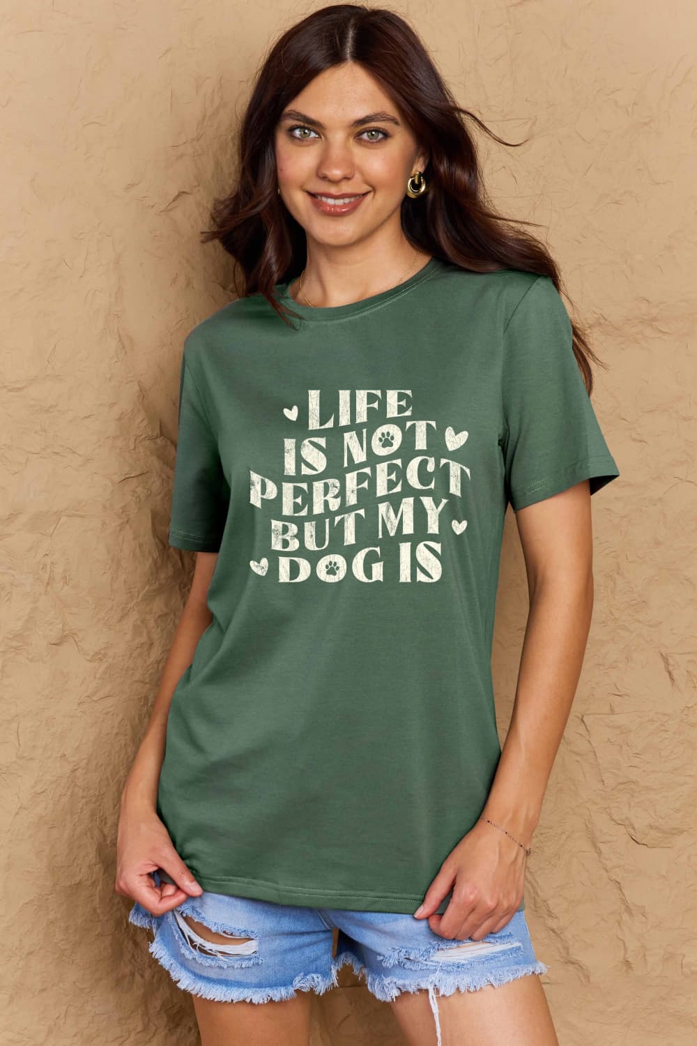 Simply Love Full Size Dog Slogan Graphic Cotton T-Shirt-Angel Casuals