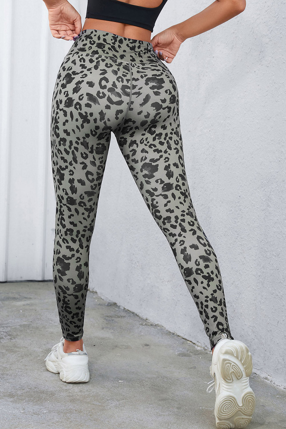 Leopard Print Wide Waistband Leggings-Angel Casuals