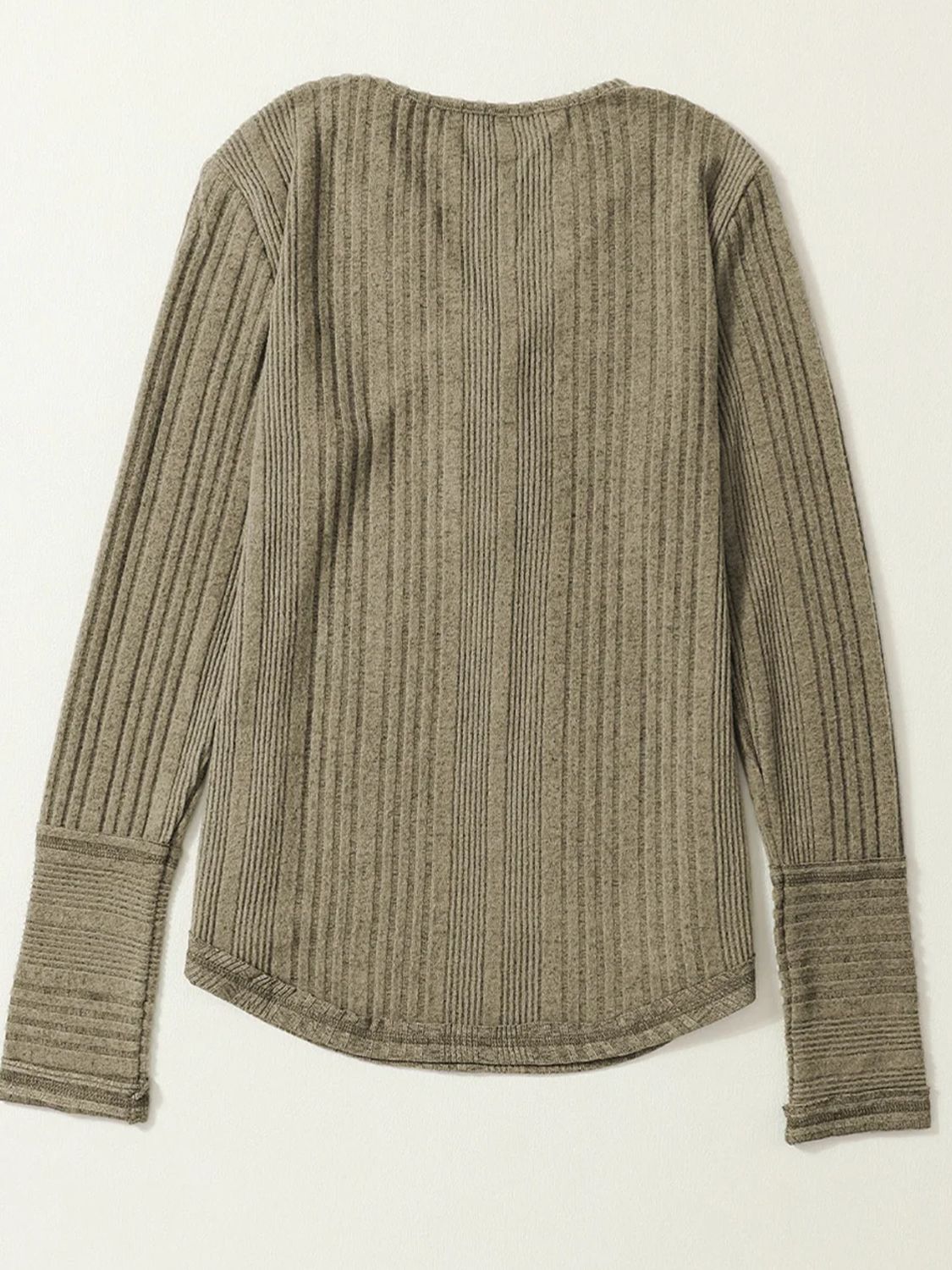 Textured V-Neck Long Sleeve T-Shirt-Angel Casuals