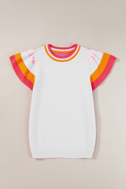 Color Block Round Neck Knit Top-Angel Casuals