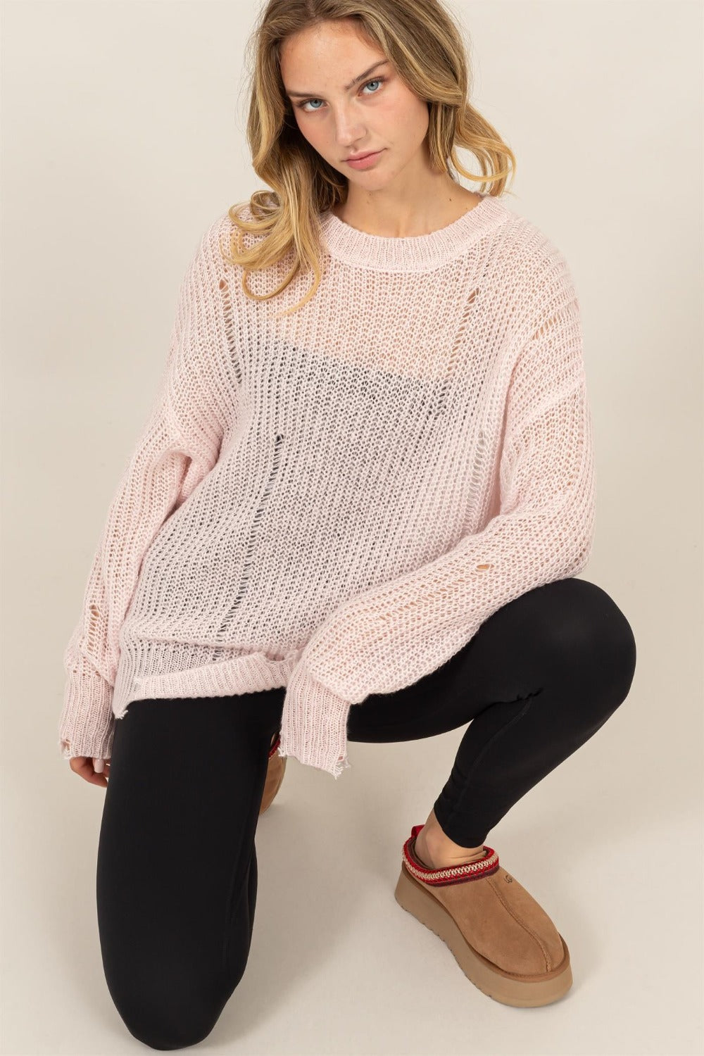 HYFVE Distressed Long Sleeve Knit Top-Angel Casuals