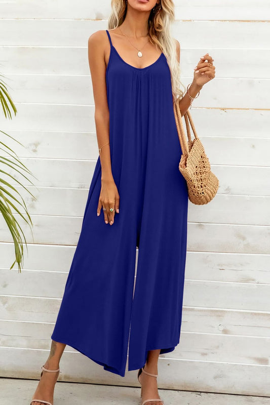 Spaghetti Strap Scoop Neck Jumpsuit-Angel Casuals