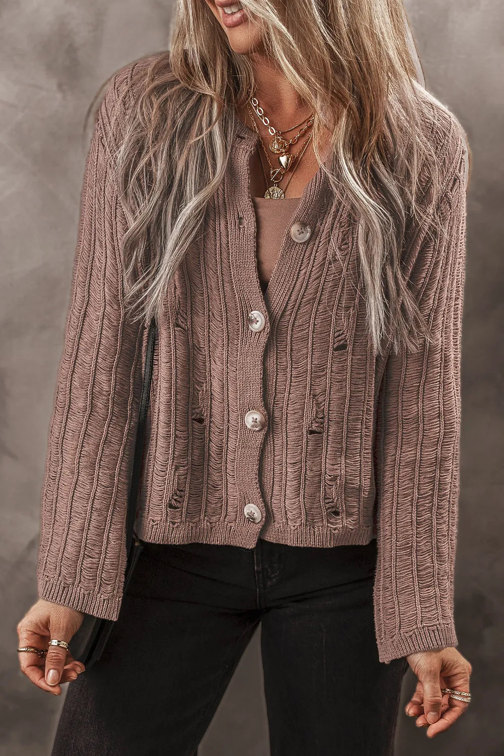 Button Up Long Sleeve Cardigan-Angel Casuals