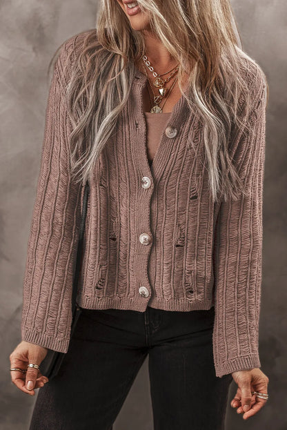 Button Up Long Sleeve Cardigan-Angel Casuals
