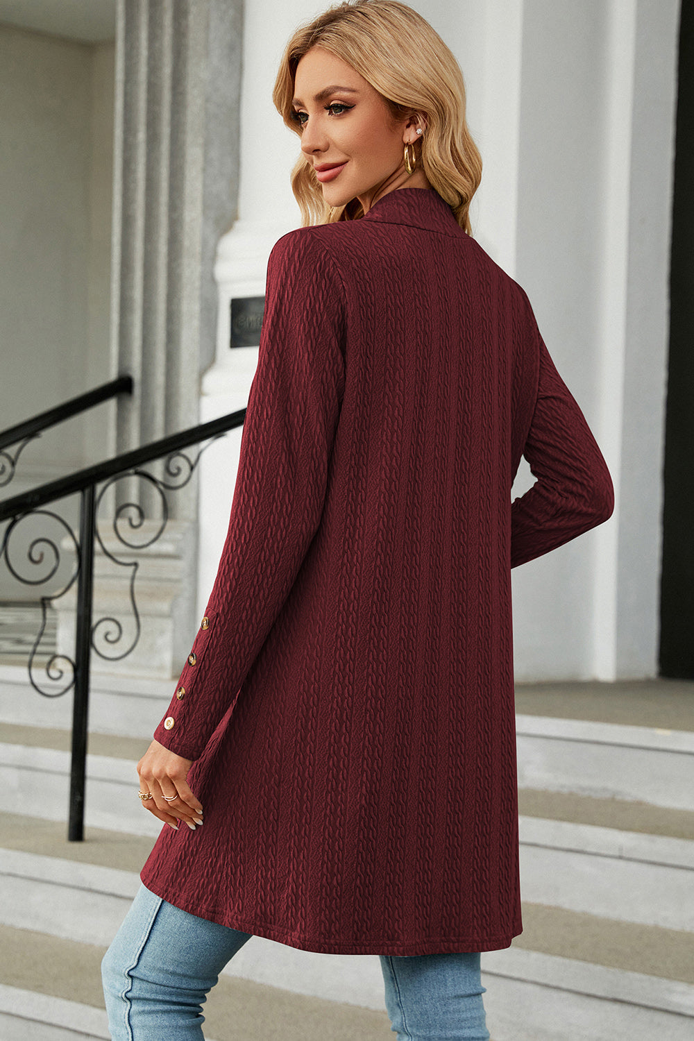 Open Front Long Sleeve Cardigan-Angel Casuals