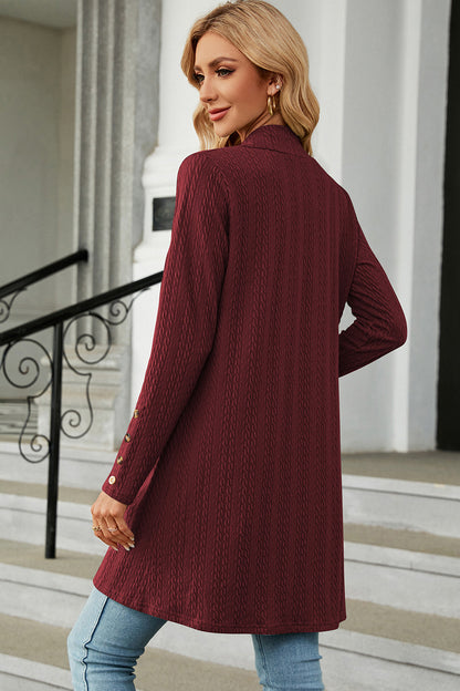 Open Front Long Sleeve Cardigan-Angel Casuals