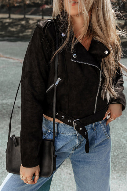 Zip Up Collared Neck Jacket-Angel Casuals