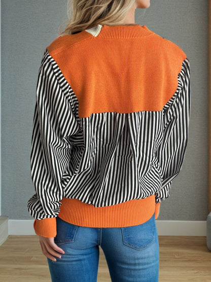 Striped Button Down Long Sleeve Cardigan-Angel Casuals