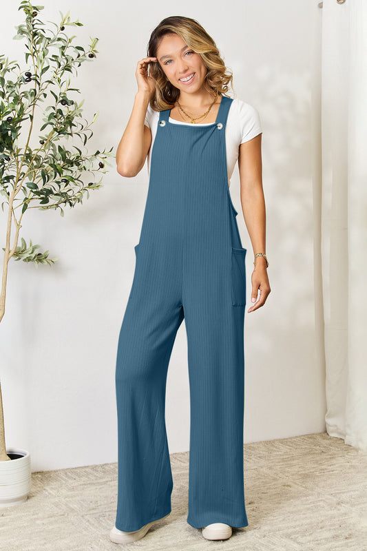 Double Take Full Size Wide Strap Overall with Pockets-Angel Casuals