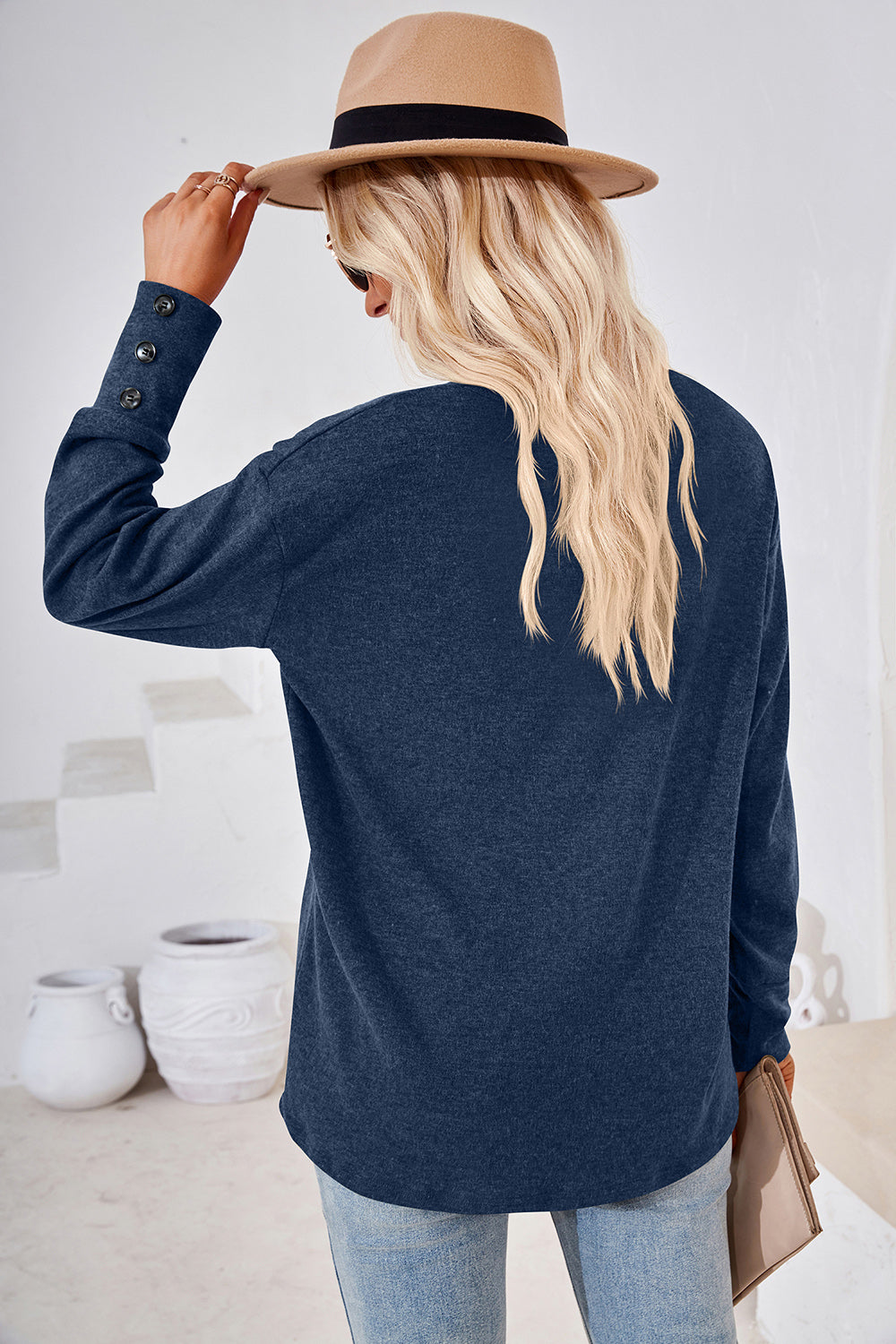 V-Neck Dropped Shoulder T-Shirt-Angel Casuals