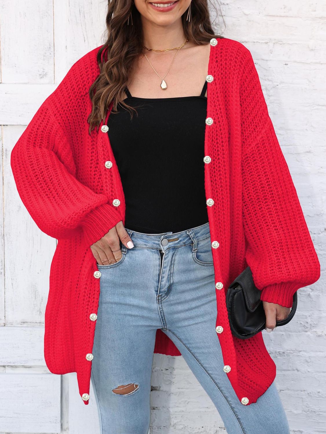 Open Front Long Sleeve Cardigan-Angel Casuals