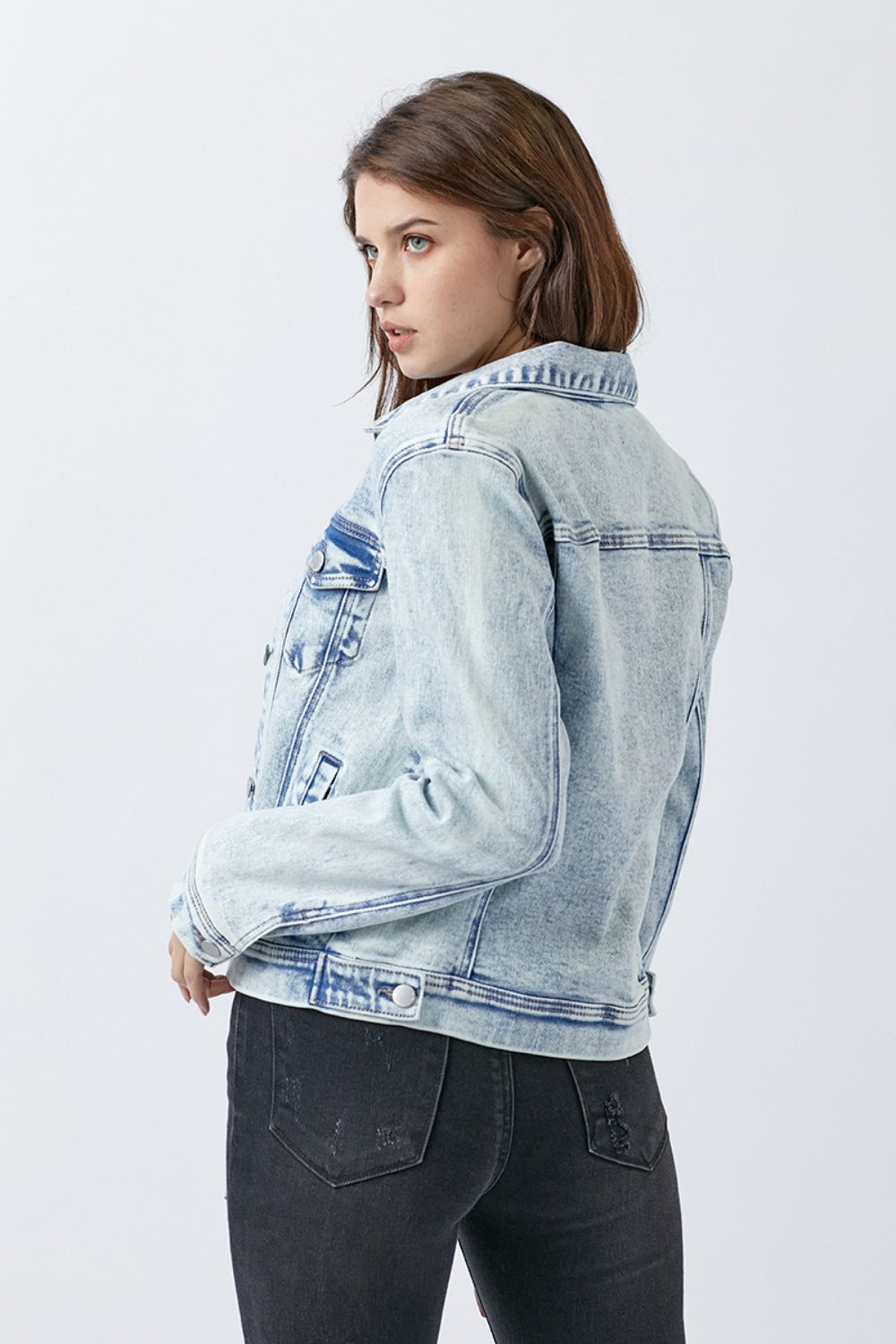 RISEN Button Up Washed Denim Jacket-Angel Casuals