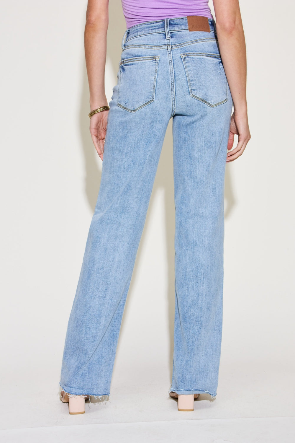 Judy Blue Full Size V Front Waistband Straight Jeans-Angel Casuals