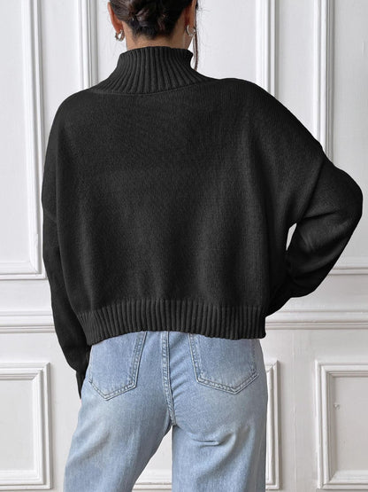 Bow Turtleneck Long Sleeve Sweater-Angel Casuals