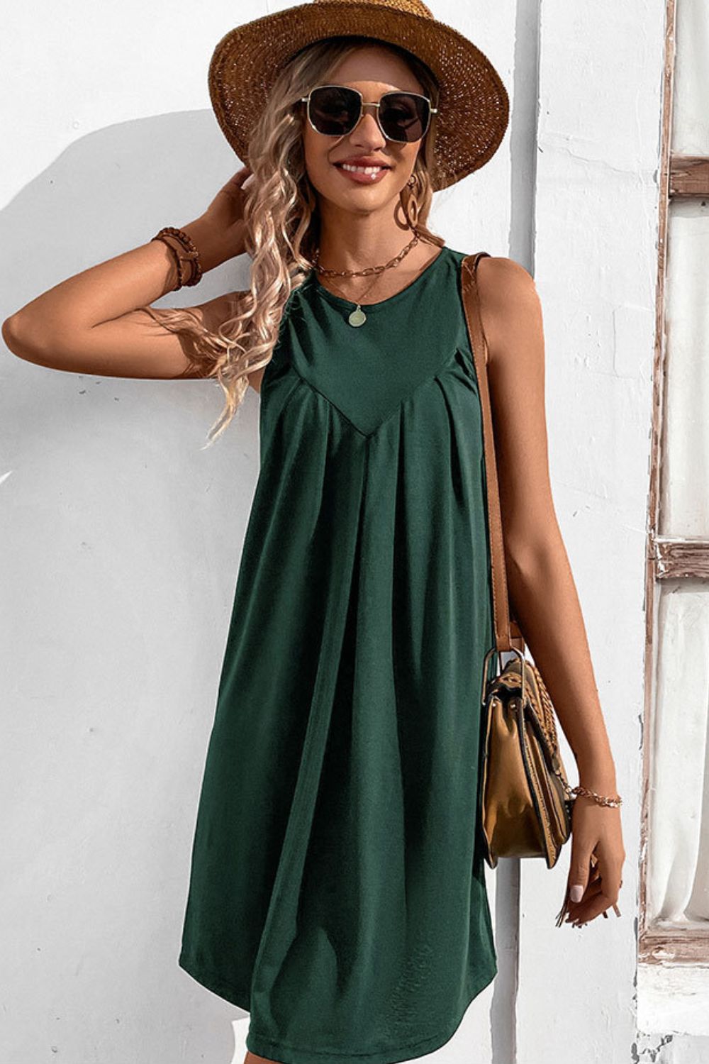 Round Neck Sleeveless Mini Dress-Angel Casuals