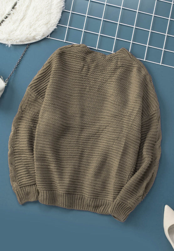 Cable-Knit Open Front Cardigan-Angel Casuals