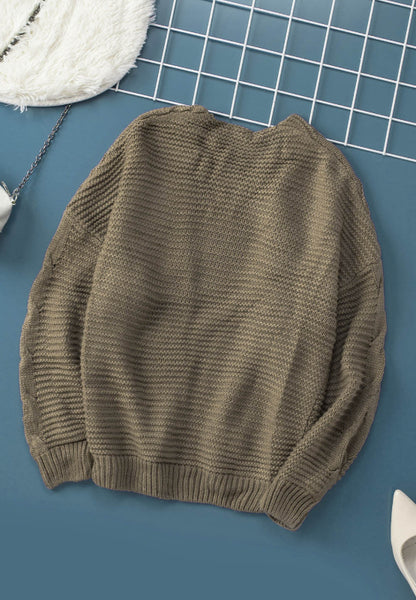 Cable-Knit Open Front Cardigan-Angel Casuals