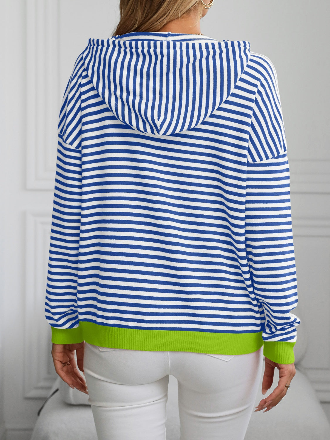 Mandy Striped Long Sleeve Hooded Knit Top-Angel Casuals