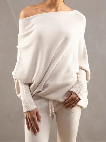 Full Size Boat Neck Batwing Sleeve Knit Top-Angel Casuals