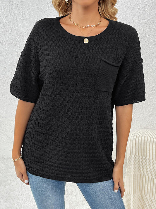 Round Neck Half Sleeve Knit Top-Angel Casuals