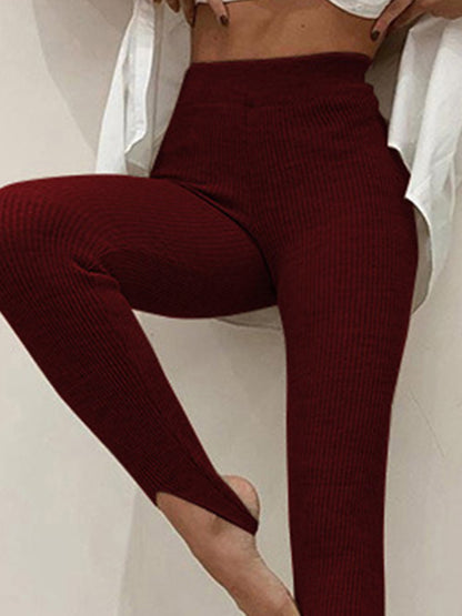 Ribbed Mid Waist Leggings-Angel Casuals