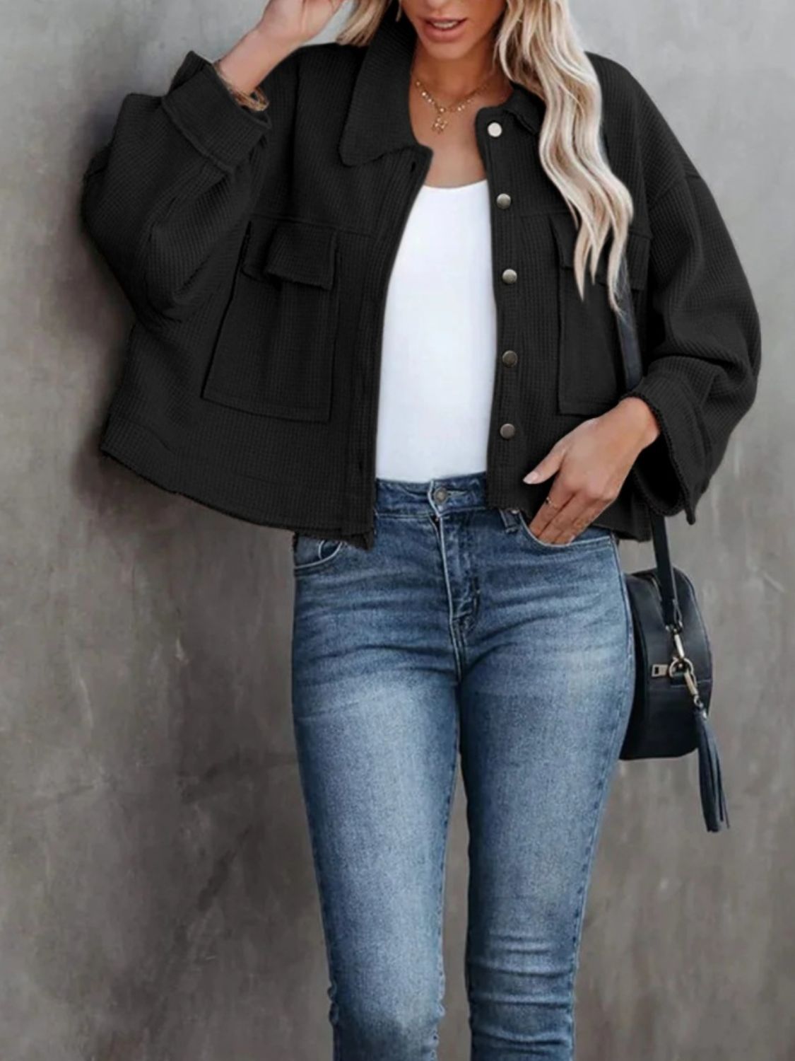 Button Up Long Sleeve Jacket-Angel Casuals