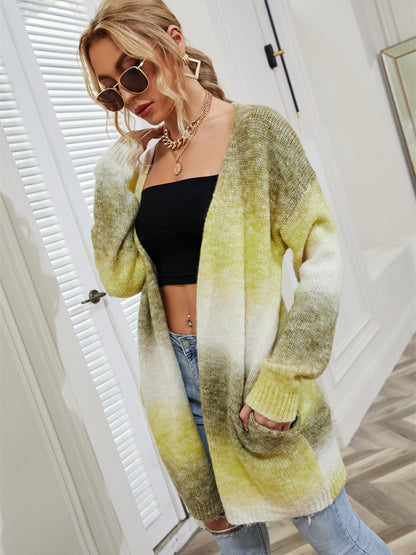 Angel Wings Full Size Gradient Open Front Cardigan-Angel Casuals