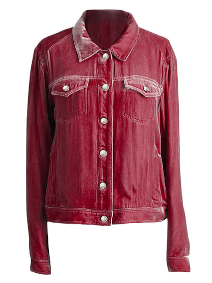 Button Up Long Sleeve Jacket with Chest Pockets-Angel Casuals