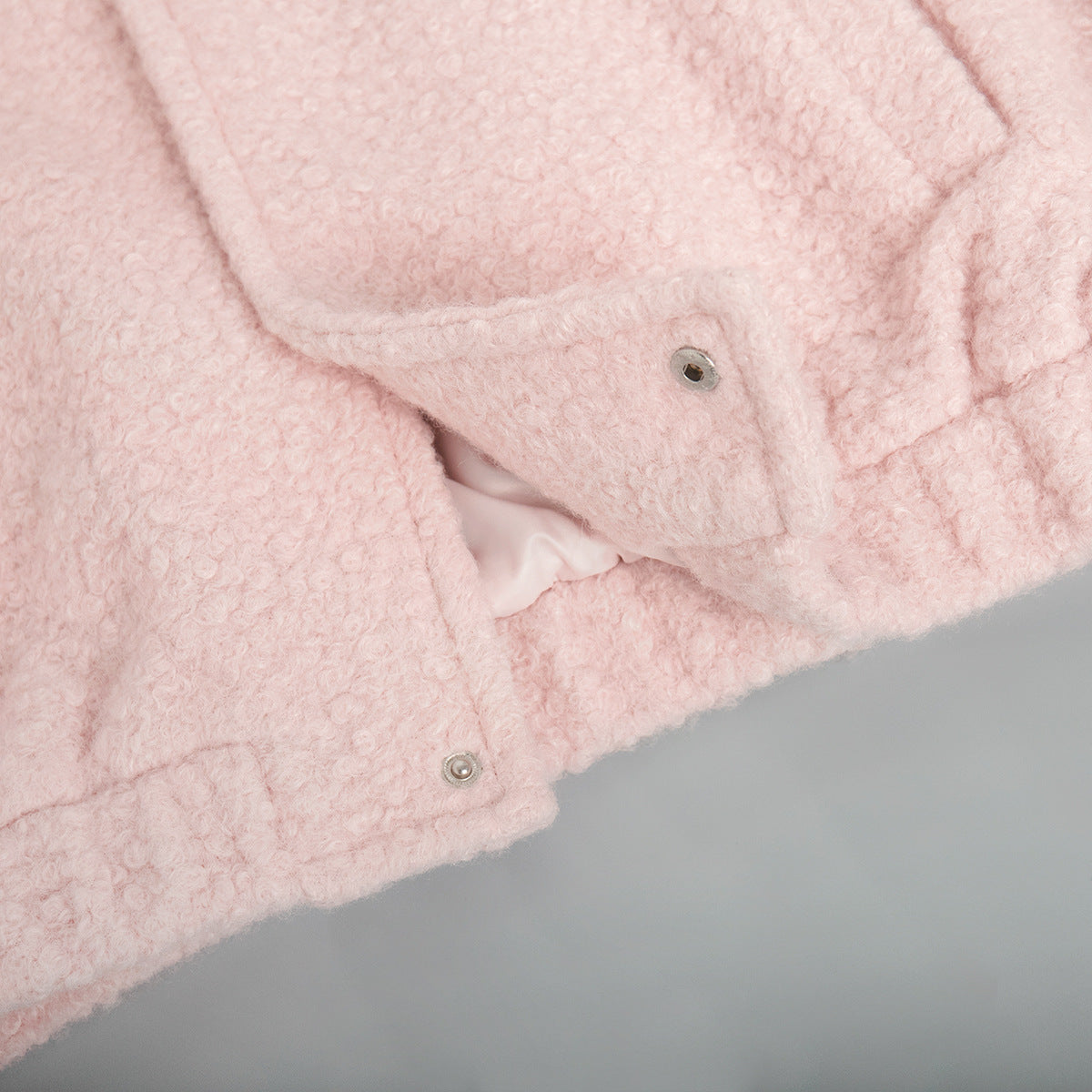 Double Take Plush Mock Neck Snap Down Jacket with Pockets-Angel Casuals