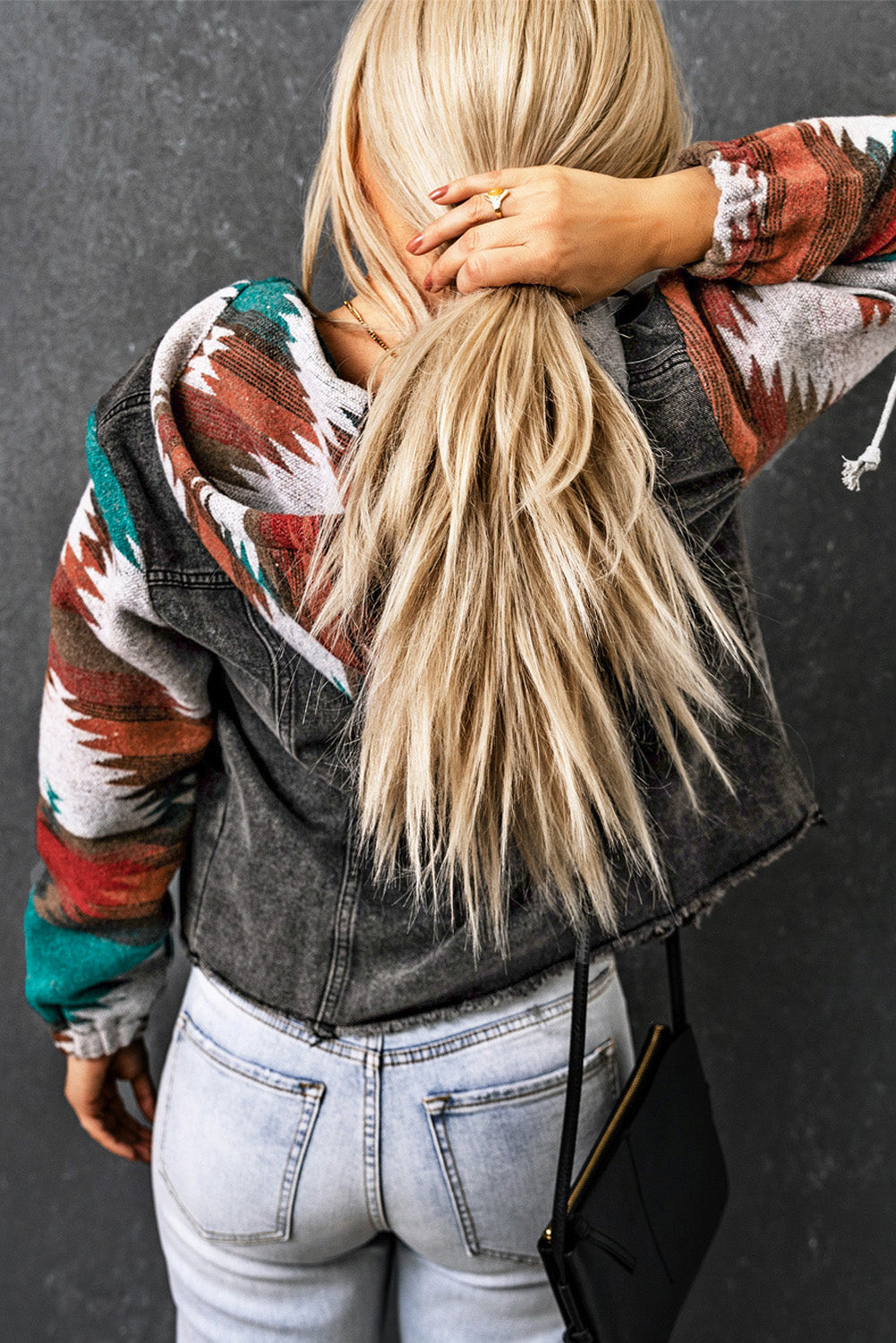Drawstring Hooded Pocketed Denim Jacket-Angel Casuals