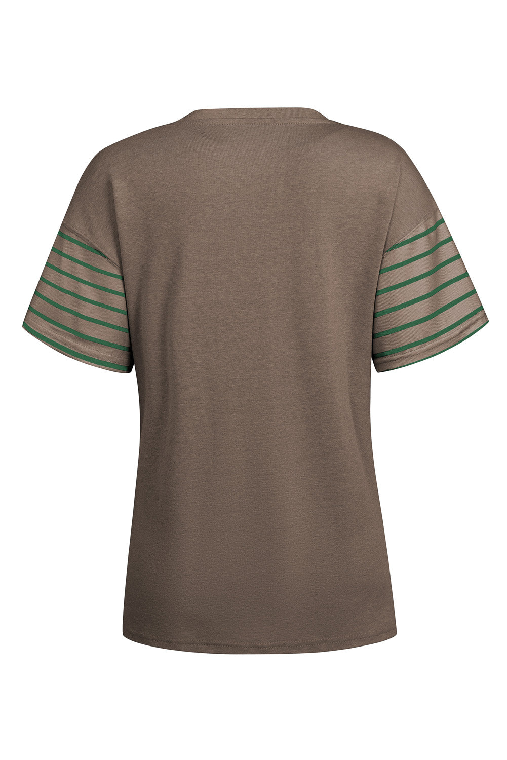 Striped Round Neck Short Sleeve T-Shirt-Angel Casuals