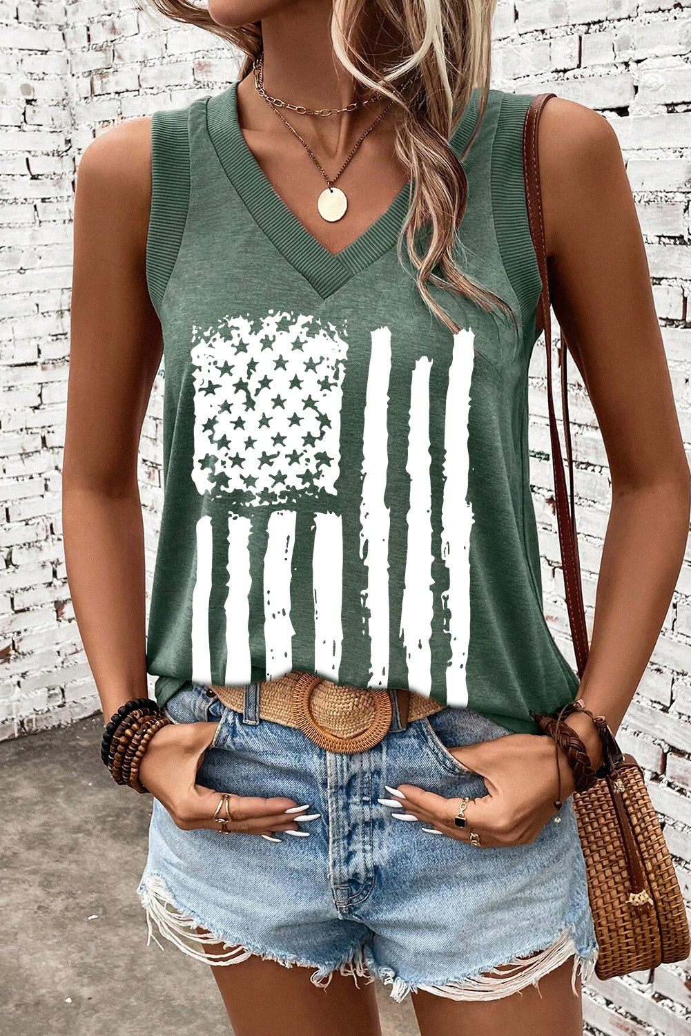 US Flag V-Neck Tank-Angel Casuals