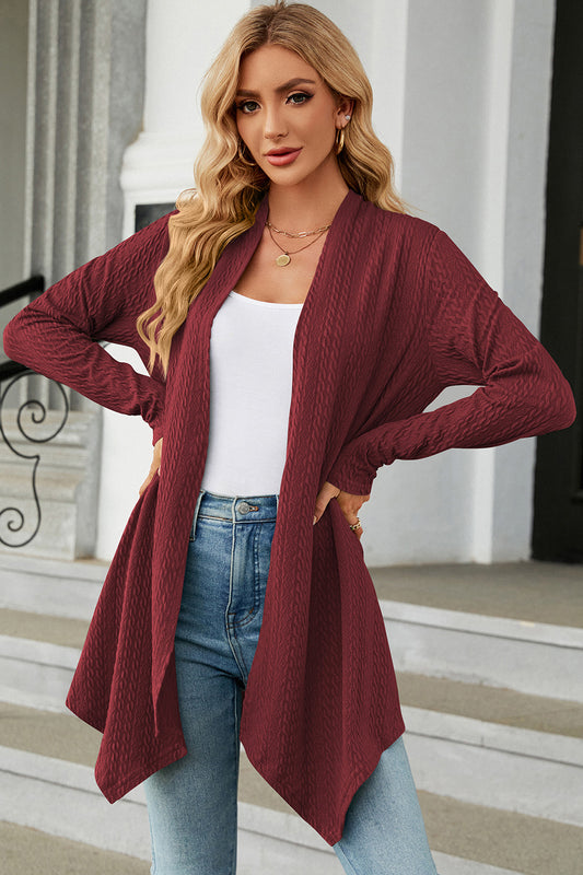Open Front Long Sleeve Cardigan-Angel Casuals