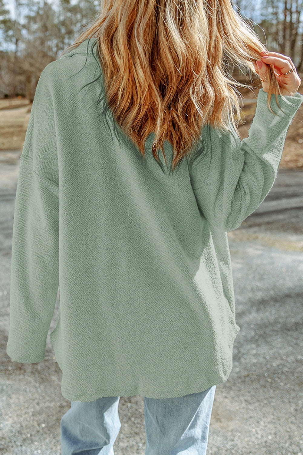 Pocketed Button Up Droppped Shoulder Jacket-Angel Casuals