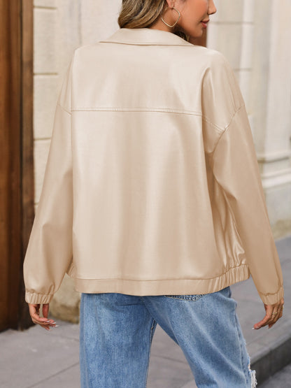 Ivy Lane Zip Up Dropped Shoulder Jacket-Angel Casuals