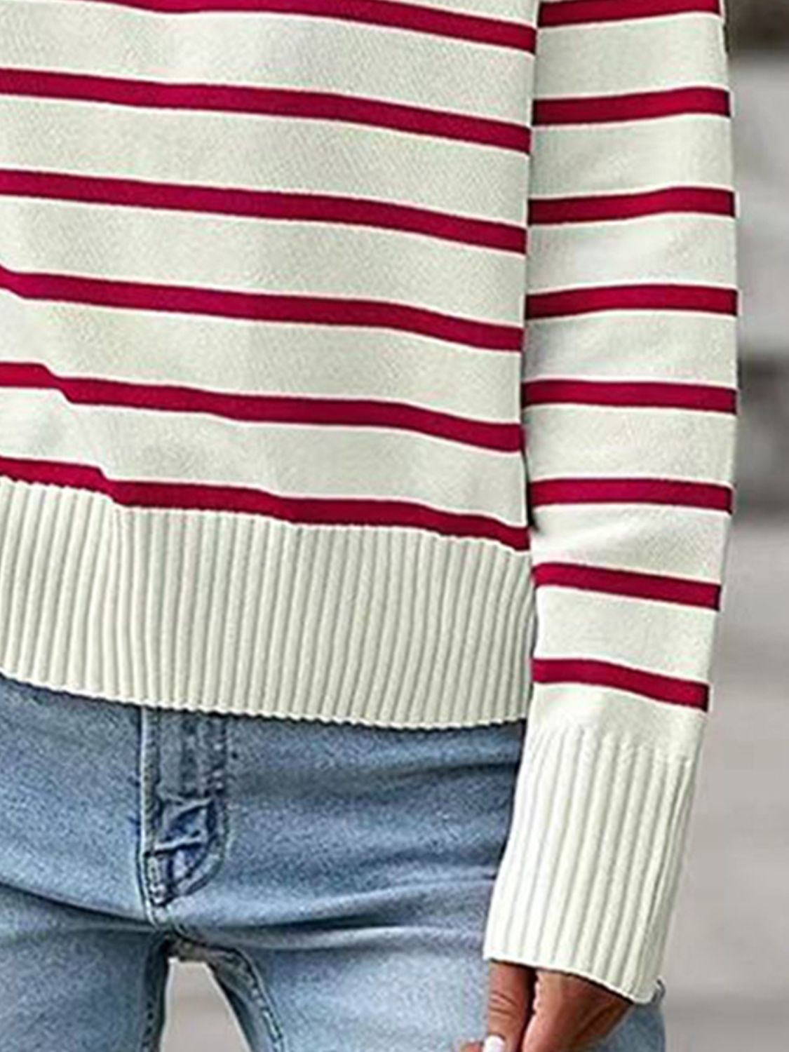 Striped Collared Neck Knit Top-Angel Casuals