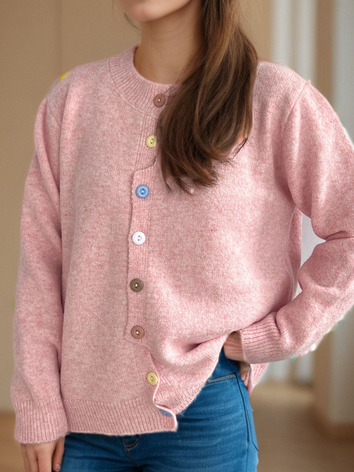 Button Down Long Sleeve Cardigan-Angel Casuals