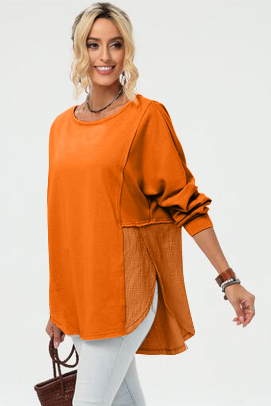 Double Take Full Size Long Sleeve High-Low T-Shirt-Angel Casuals