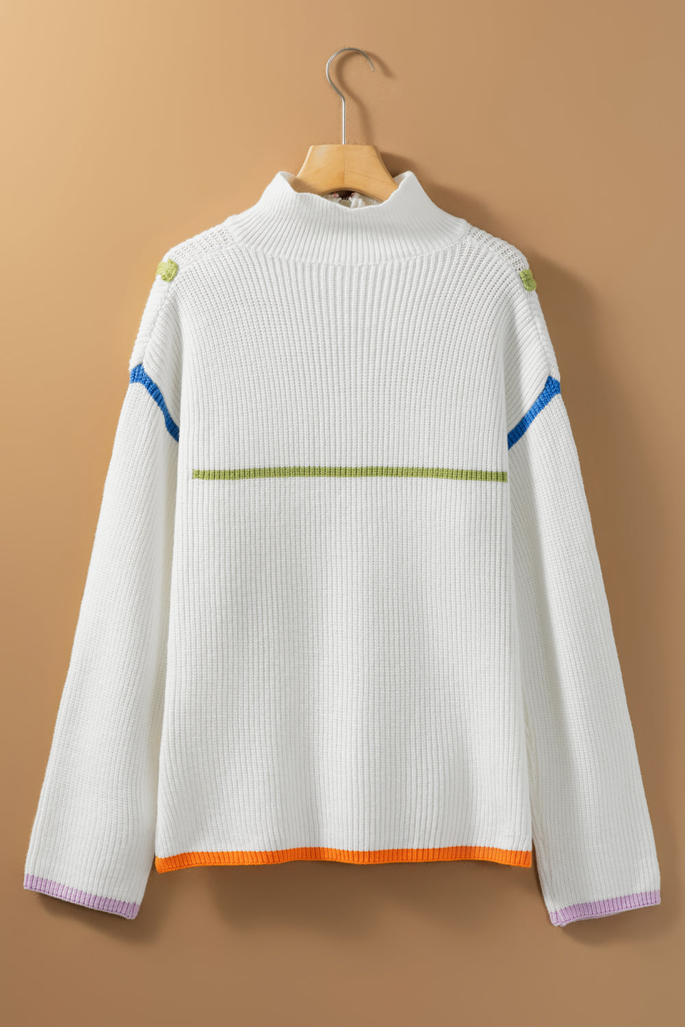 Contrast Half Zip Drop Shoulder Sweater-Angel Casuals