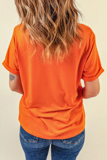 Letter Graphic Round Neck Short Sleeve T-Shirt-Angel Casuals